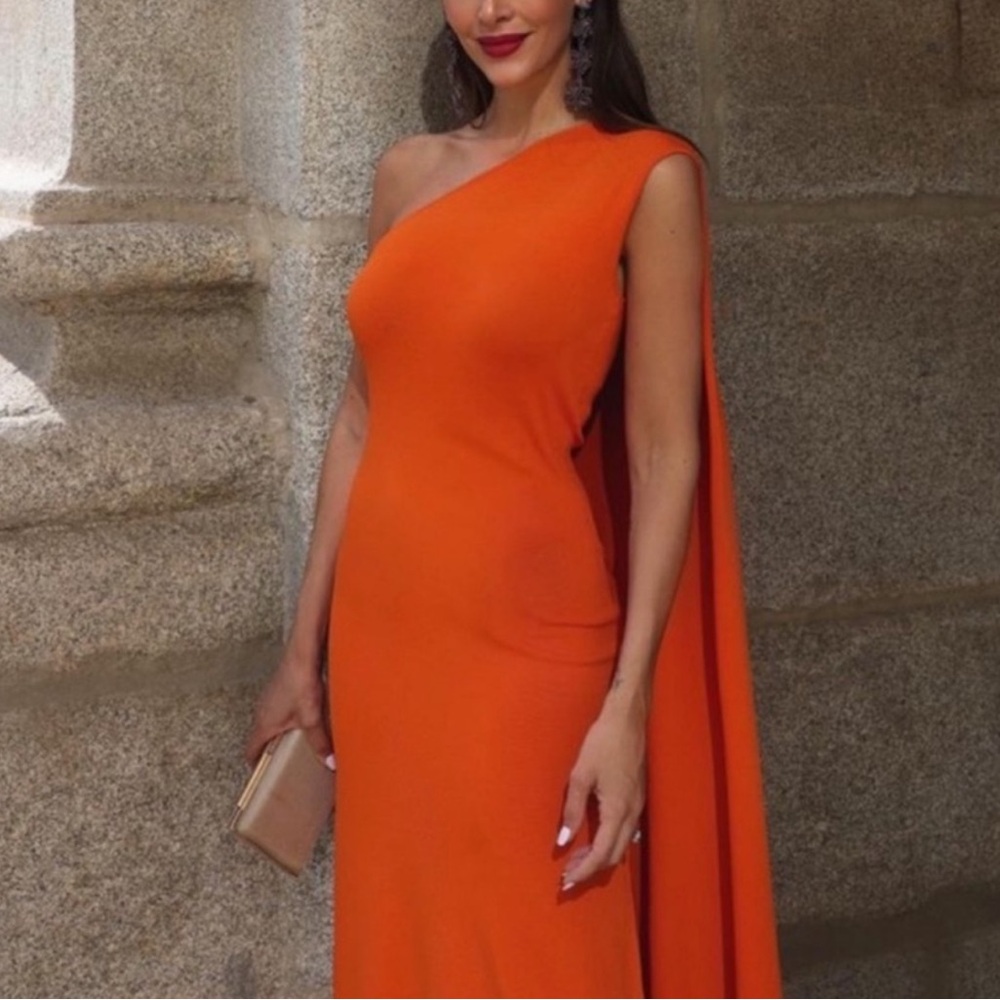 ZARA Orange Off the Shoulder Limited Edition Dress - Picture 4 of 10